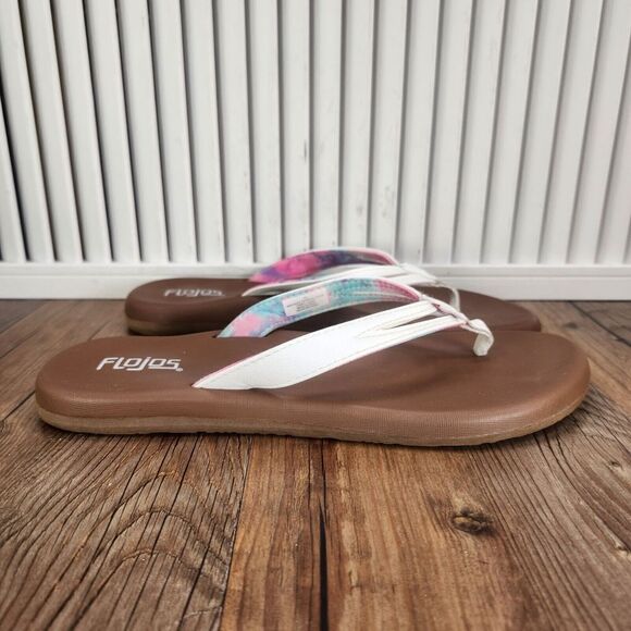 Flojos Flip Flops Womens Size 10 White Comfort Beach Casual Lounge Ocean Sandals - Picture 1 of 10
